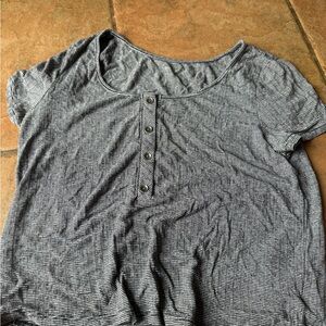 No Boundaries Gray Striped Short-Sleeve Henley